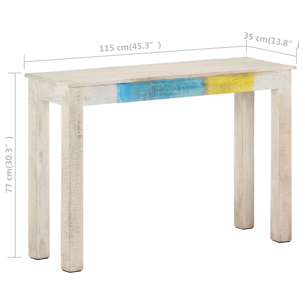 Wandtafel 115x35x77 cm ruw mangohout wit is nu te koop bij PeponiXL, paradijselijk wonen!
