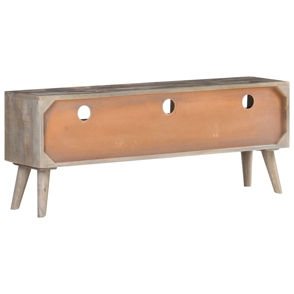 Tv-meubel 130x35x51 cm massief ruw mangohout grijs is nu te koop bij PeponiXL, paradijselijk wonen!