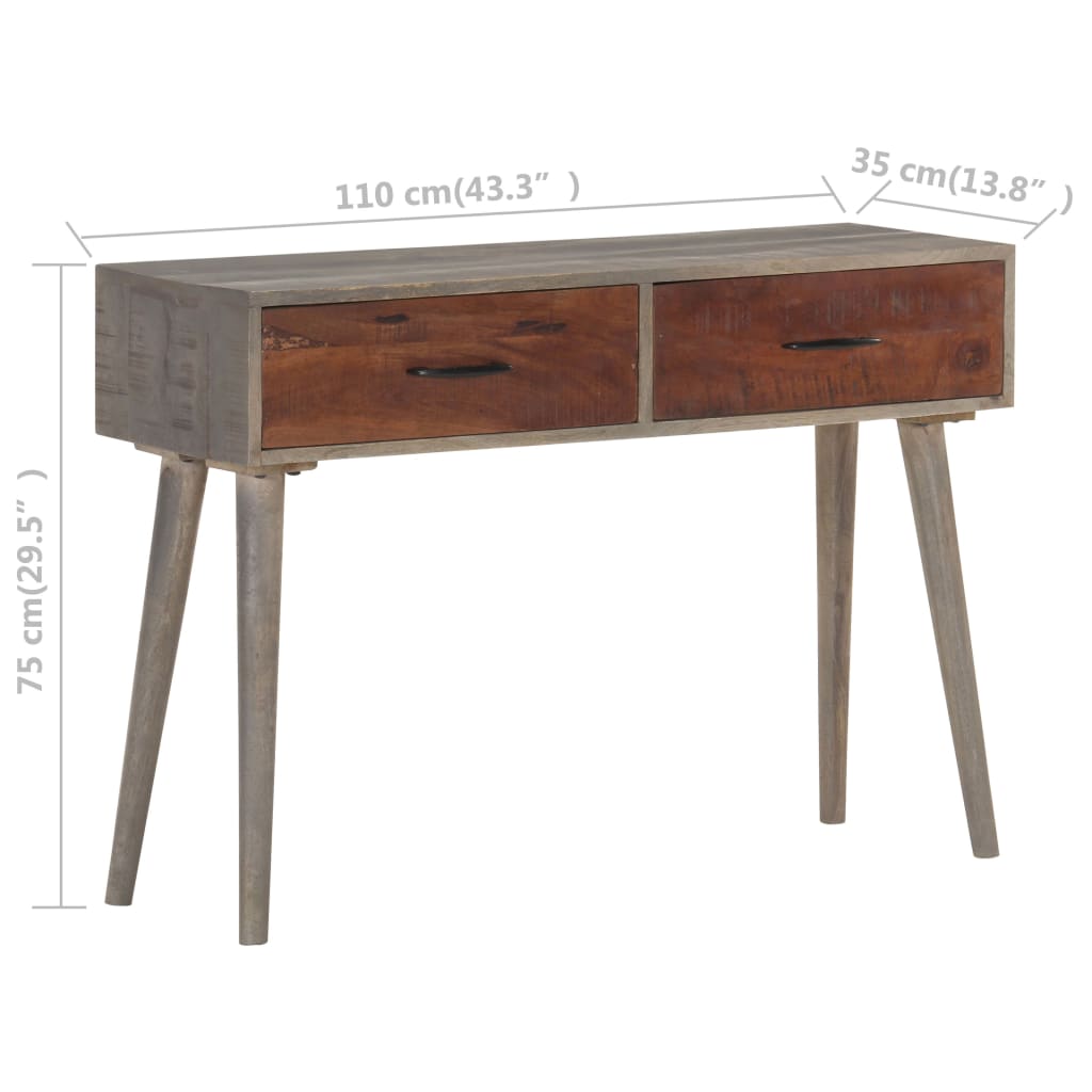 Wandtafel 110x35x75 cm massief ruw mangohout grijs is nu te koop bij PeponiXL, paradijselijk wonen!