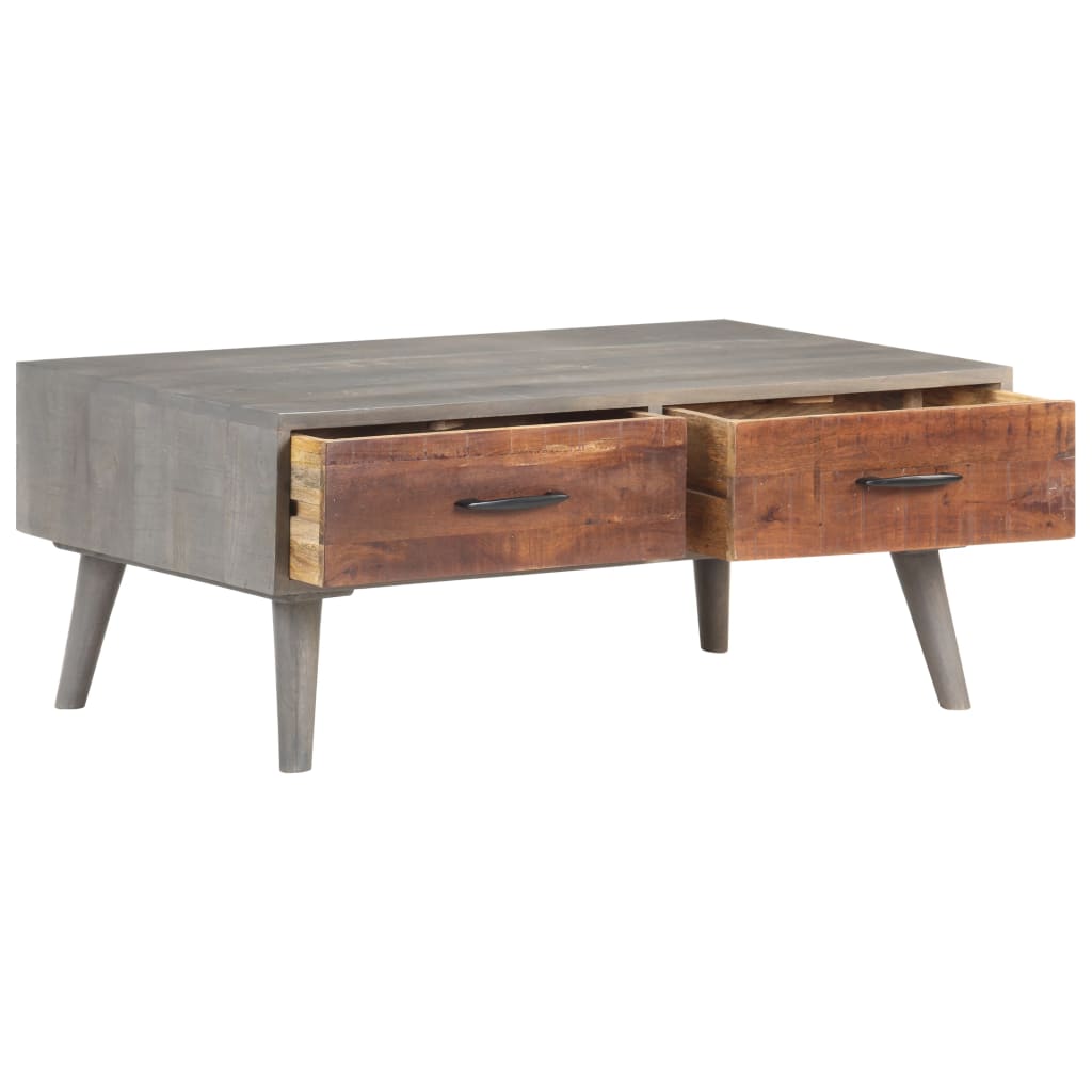 Salontafel 100x60x40 cm massief ruw mangohout grijs is nu te koop bij PeponiXL, paradijselijk wonen!
