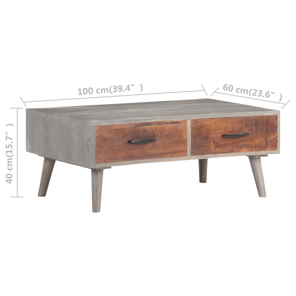 Salontafel 100x60x40 cm massief ruw mangohout grijs is nu te koop bij PeponiXL, paradijselijk wonen!