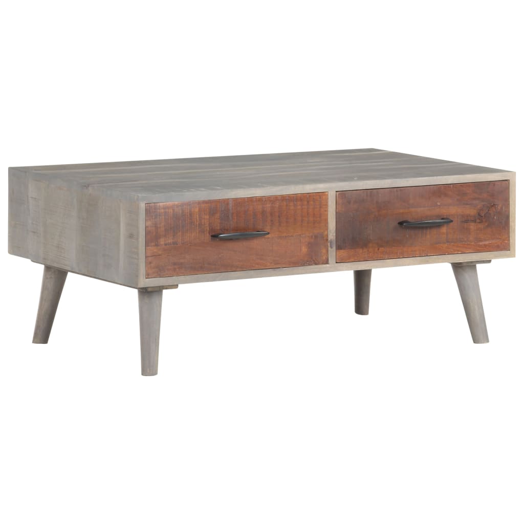 Salontafel 100x60x40 cm massief ruw mangohout grijs is nu te koop bij PeponiXL, paradijselijk wonen!