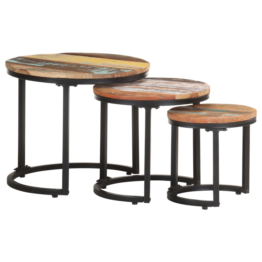 Bijzettafel 3 st massief gerecycled hout is nu te koop bij PeponiXL, paradijselijk wonen!
