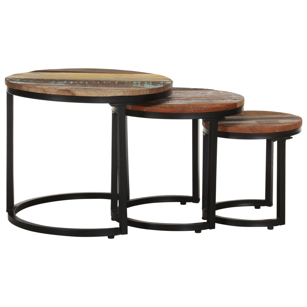 Bijzettafel 3 st massief gerecycled hout is nu te koop bij PeponiXL, paradijselijk wonen!