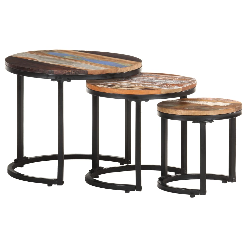 Bijzettafel 3 st massief gerecycled hout is nu te koop bij PeponiXL, paradijselijk wonen!