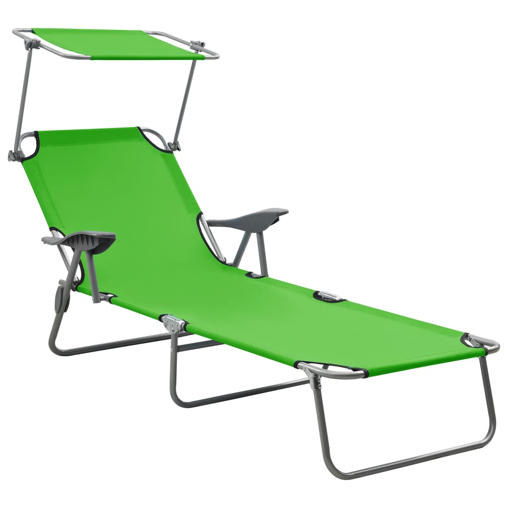 Ligbed met luifel staal groen is nu te koop bij PeponiXL, paradijselijk wonen!