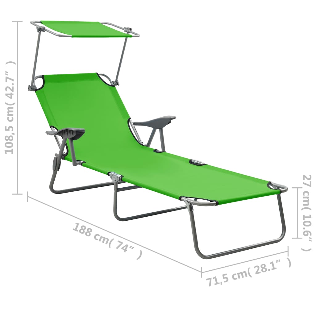 Ligbed met luifel staal groen is nu te koop bij PeponiXL, paradijselijk wonen!