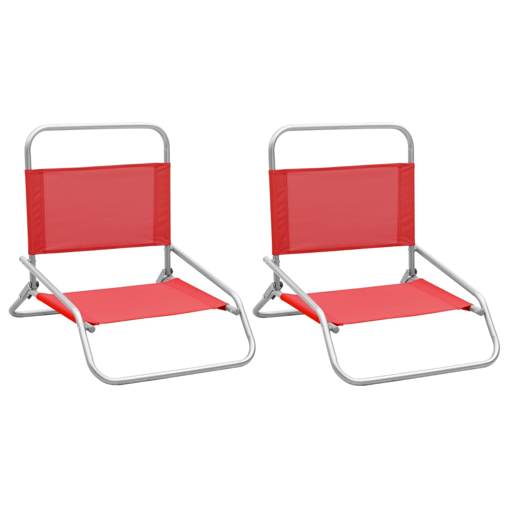 Strandstoelen 2 st inklapbaar stof rood is nu te koop bij PeponiXL, paradijselijk wonen!