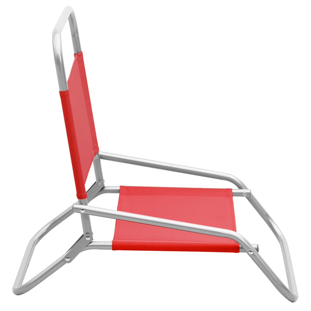 Strandstoelen 2 st inklapbaar stof rood is nu te koop bij PeponiXL, paradijselijk wonen!