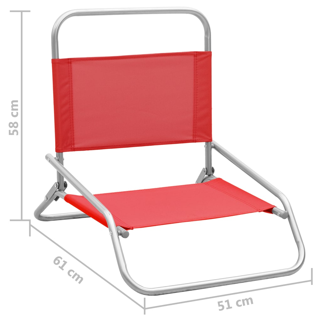 Strandstoelen 2 st inklapbaar stof rood is nu te koop bij PeponiXL, paradijselijk wonen!