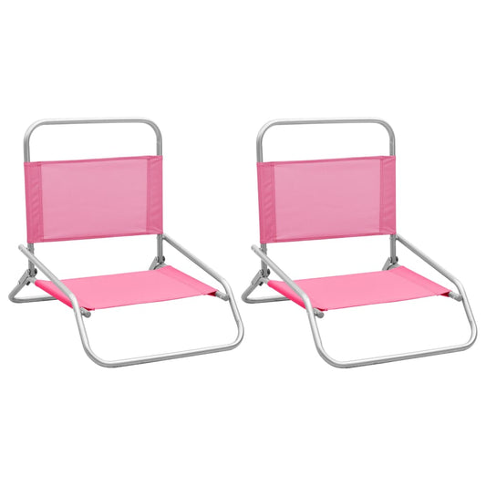 Strandstoelen 2 st inklapbaar stof roze is nu te koop bij PeponiXL, paradijselijk wonen!