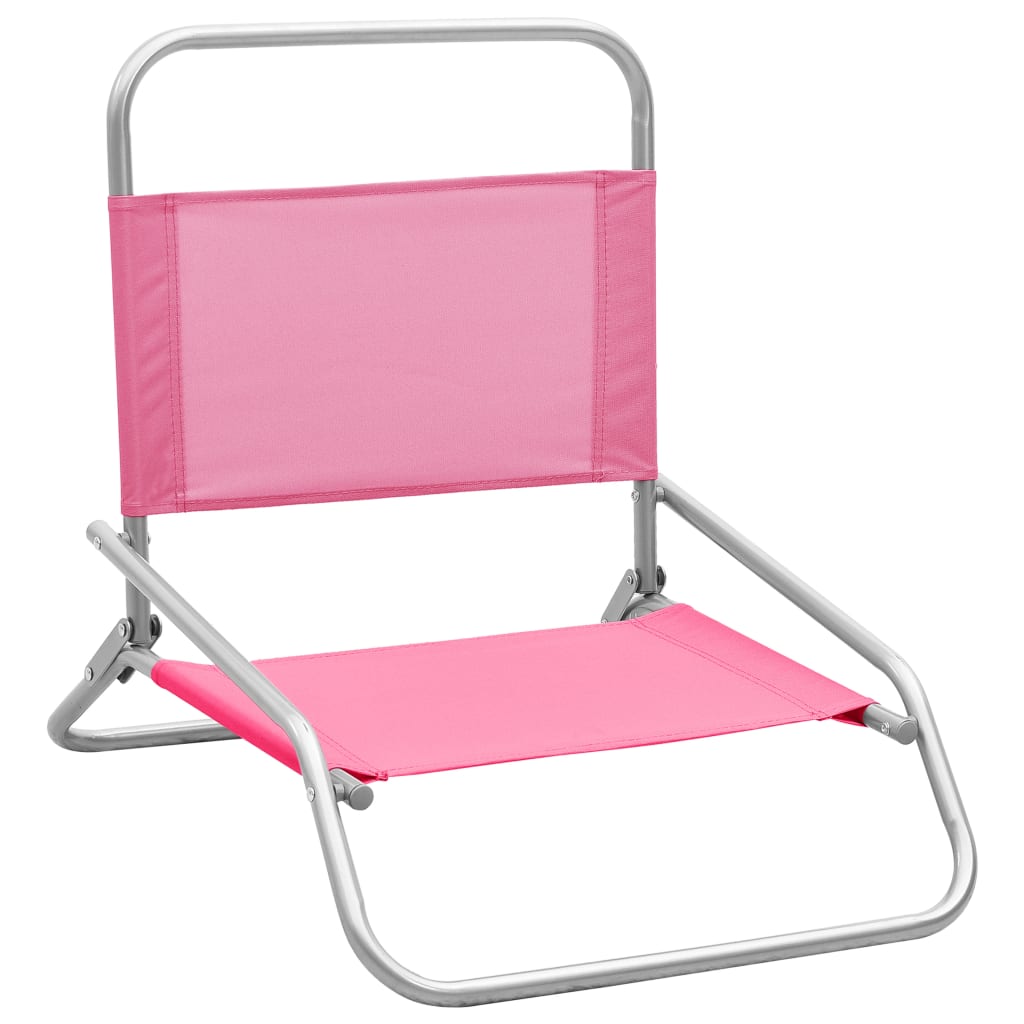Strandstoelen 2 st inklapbaar stof roze is nu te koop bij PeponiXL, paradijselijk wonen!