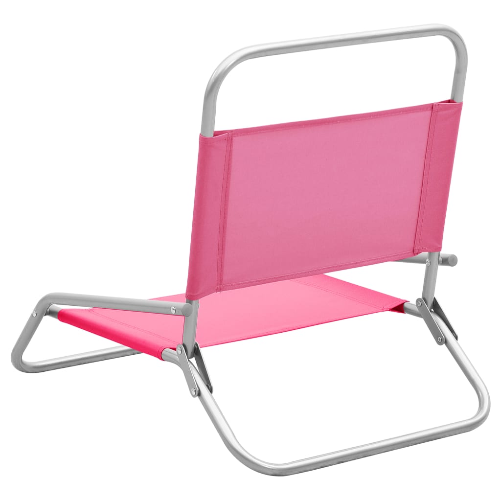 Strandstoelen 2 st inklapbaar stof roze is nu te koop bij PeponiXL, paradijselijk wonen!