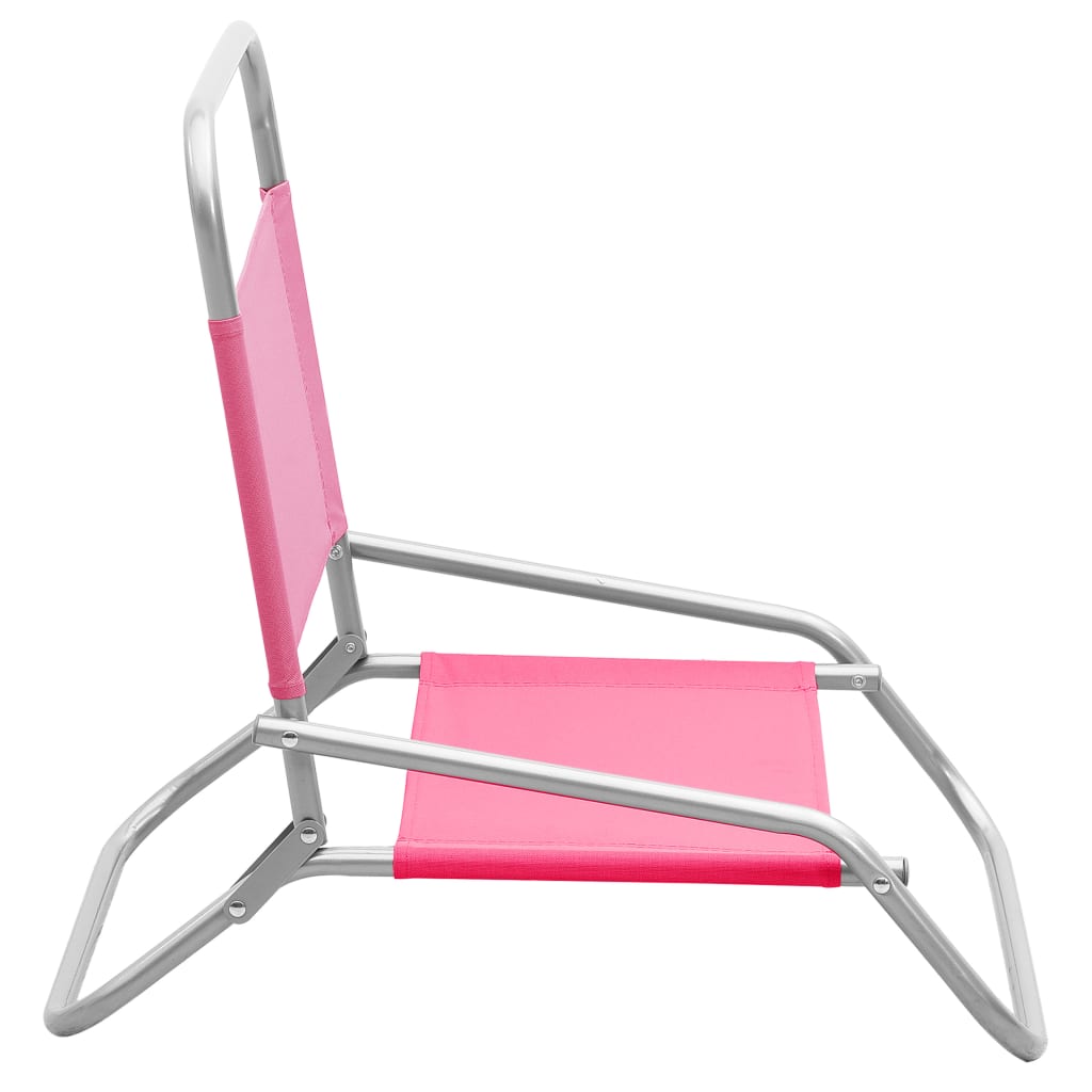 Strandstoelen 2 st inklapbaar stof roze is nu te koop bij PeponiXL, paradijselijk wonen!