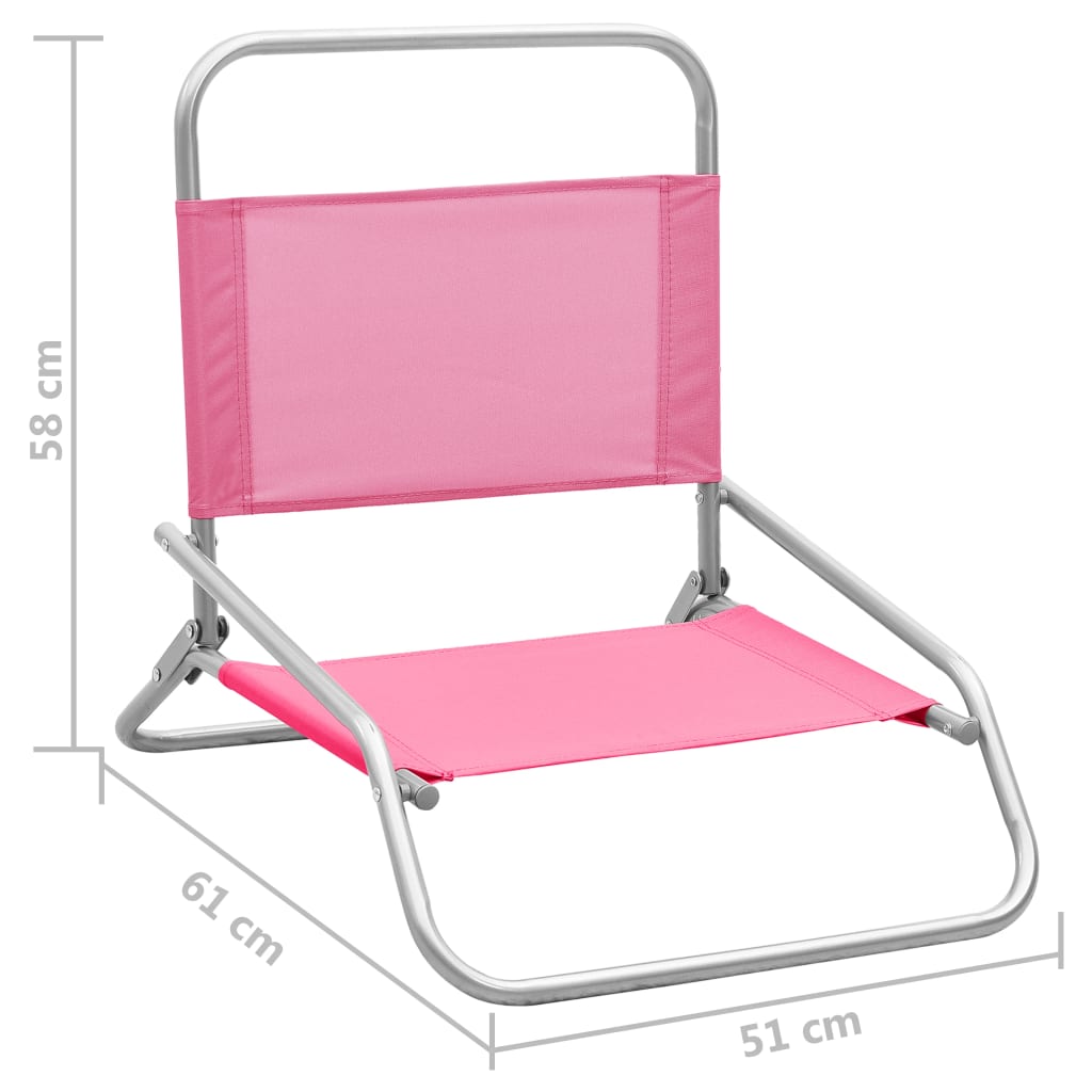Strandstoelen 2 st inklapbaar stof roze is nu te koop bij PeponiXL, paradijselijk wonen!