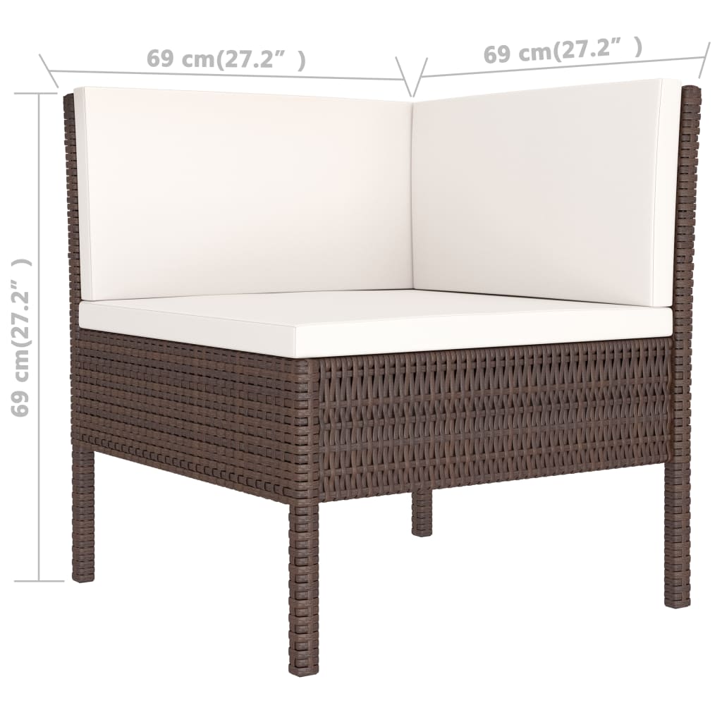 3-delige Loungeset met kussens poly rattan bruin is nu te koop bij PeponiXL, paradijselijk wonen!