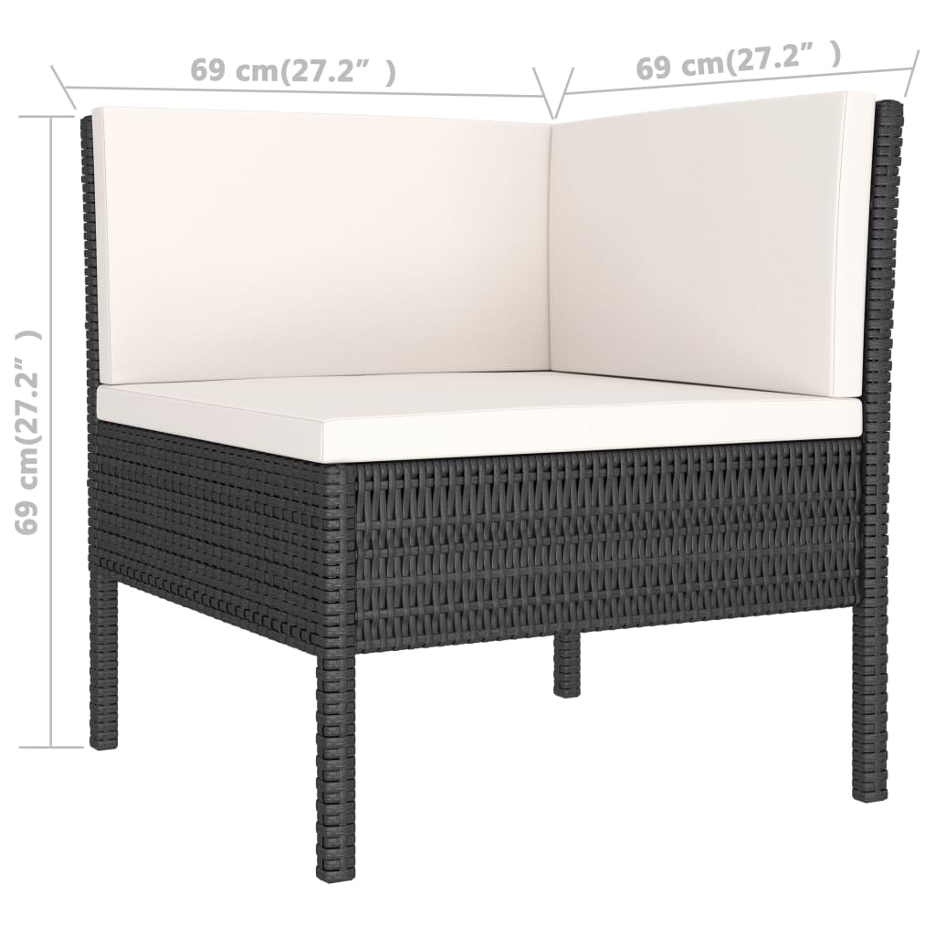 3-delige Loungeset met kussens poly rattan zwart is nu te koop bij PeponiXL, paradijselijk wonen!