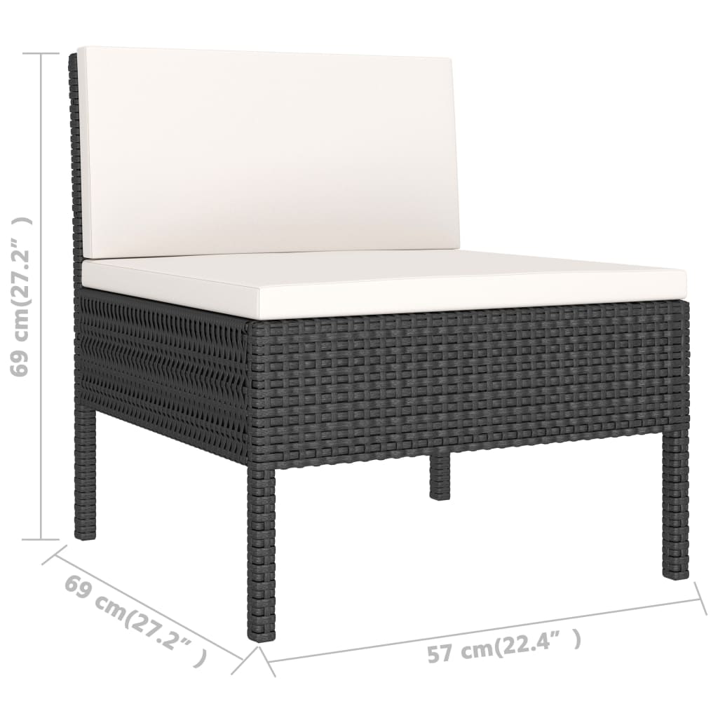 3-delige Loungeset met kussens poly rattan zwart is nu te koop bij PeponiXL, paradijselijk wonen!