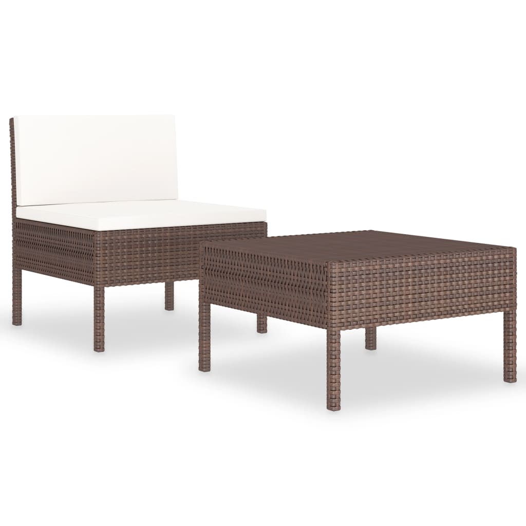 2-delige Loungeset met kussens poly rattan bruin is nu te koop bij PeponiXL, paradijselijk wonen!