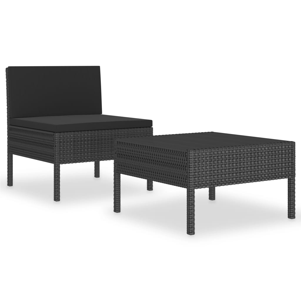 2-delige Loungeset met kussens poly rattan zwart is nu te koop bij PeponiXL, paradijselijk wonen!