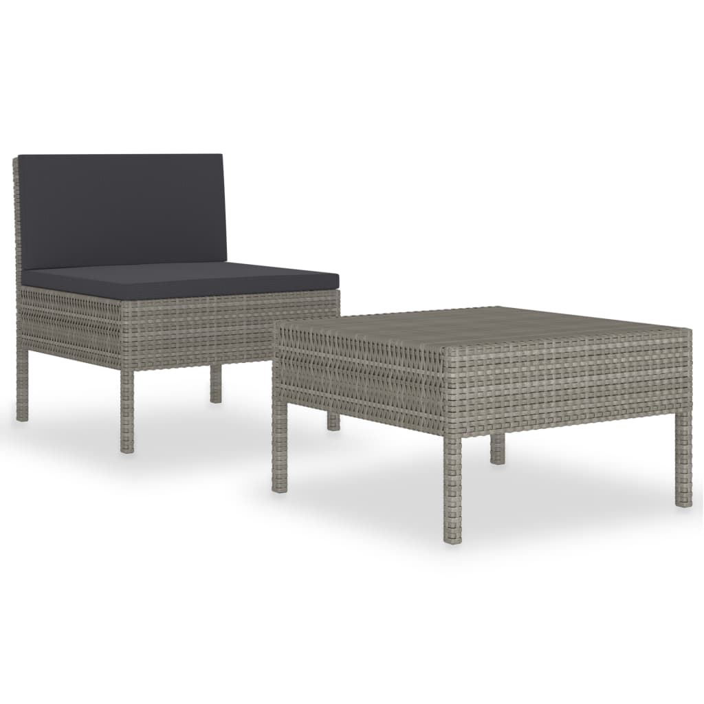 2-delige Loungeset met kussens poly rattan grijs is nu te koop bij PeponiXL, paradijselijk wonen!
