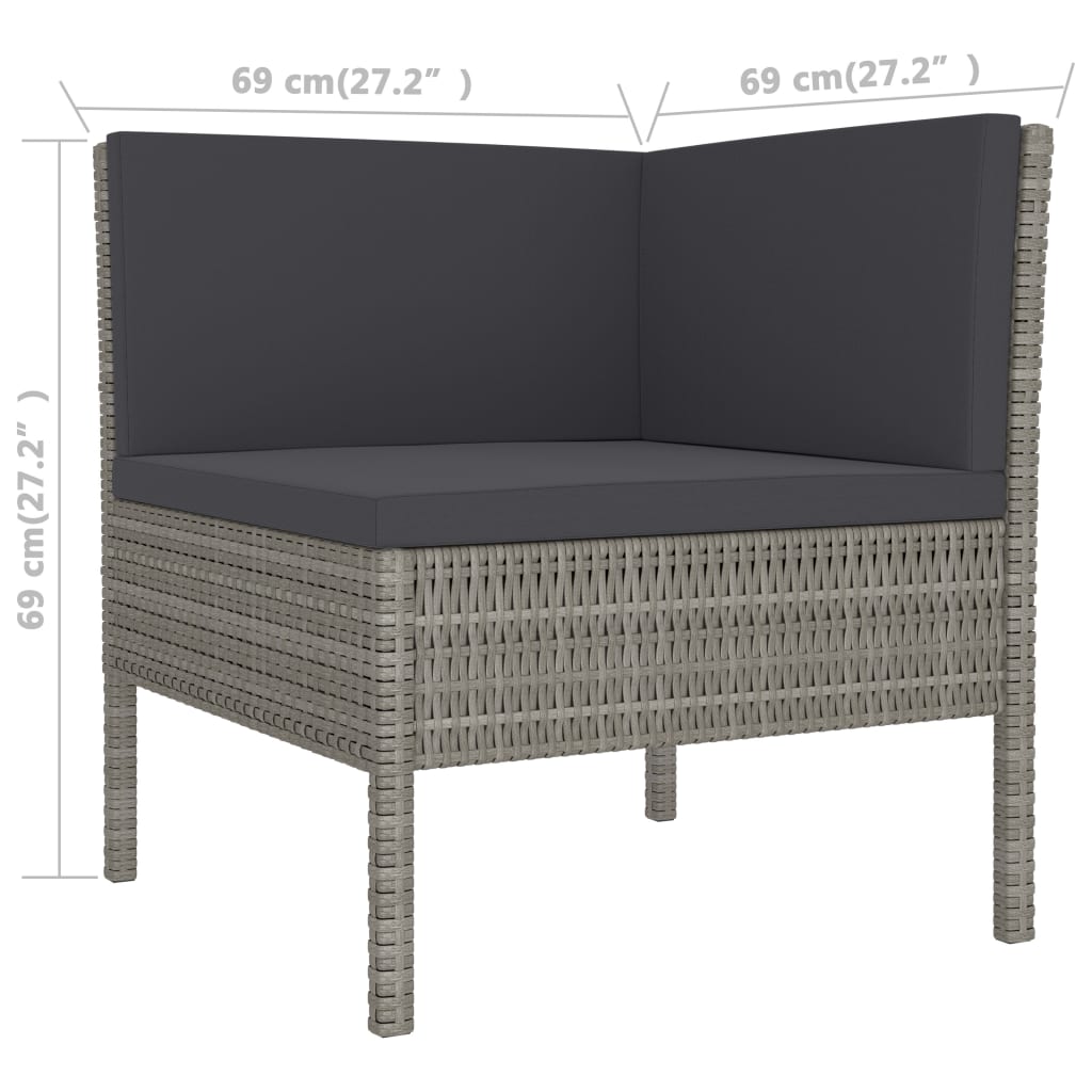 3-delige Loungeset met kussens poly rattan grijs is nu te koop bij PeponiXL, paradijselijk wonen!