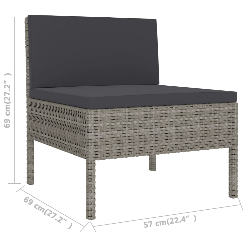 3-delige Loungeset met kussens poly rattan grijs is nu te koop bij PeponiXL, paradijselijk wonen!
