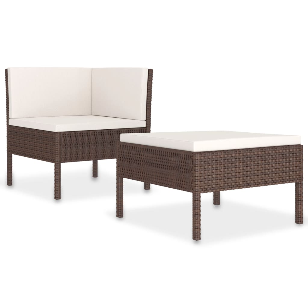 2-delige Loungeset met kussens poly rattan bruin is nu te koop bij PeponiXL, paradijselijk wonen!
