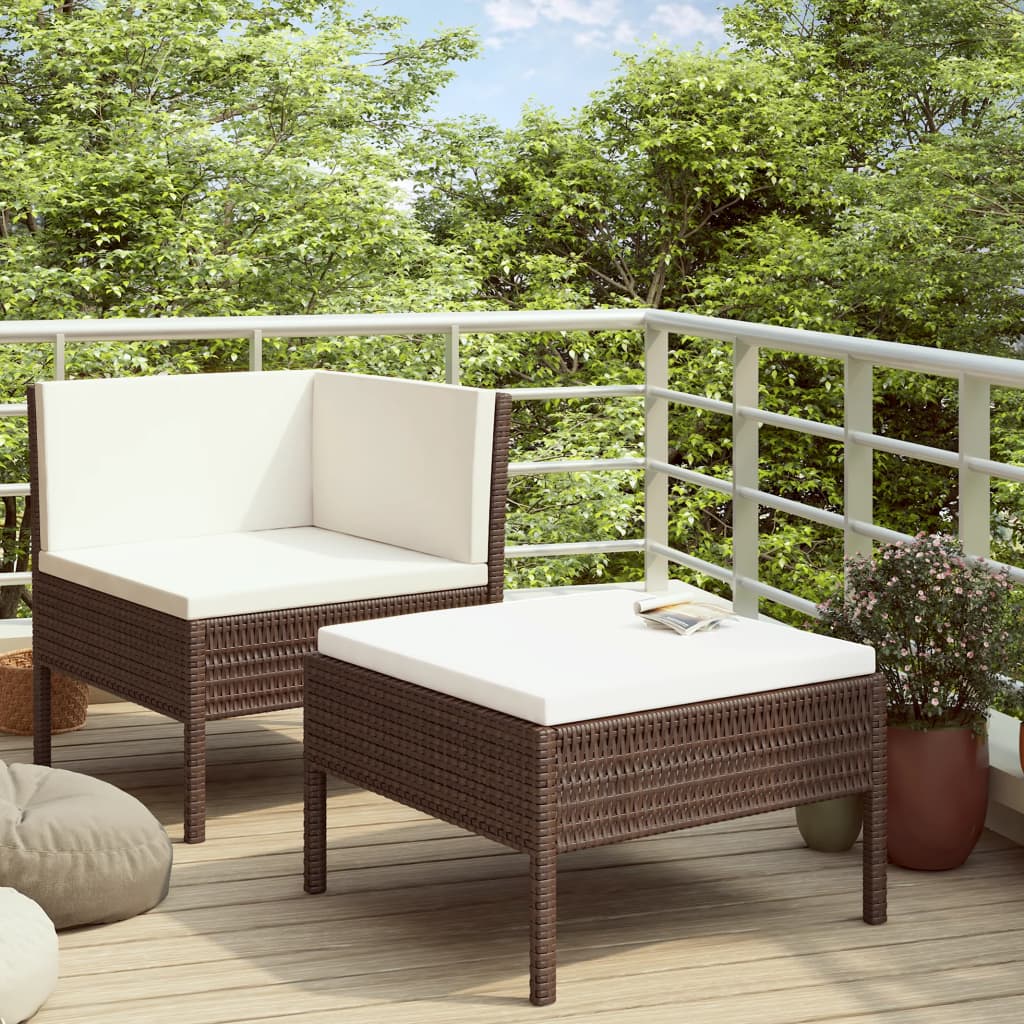 2-delige Loungeset met kussens poly rattan bruin is nu te koop bij PeponiXL, paradijselijk wonen!