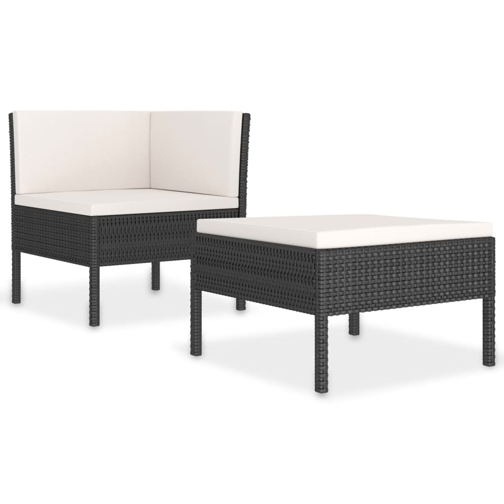 2-delige Loungeset met kussens poly rattan zwart is nu te koop bij PeponiXL, paradijselijk wonen!