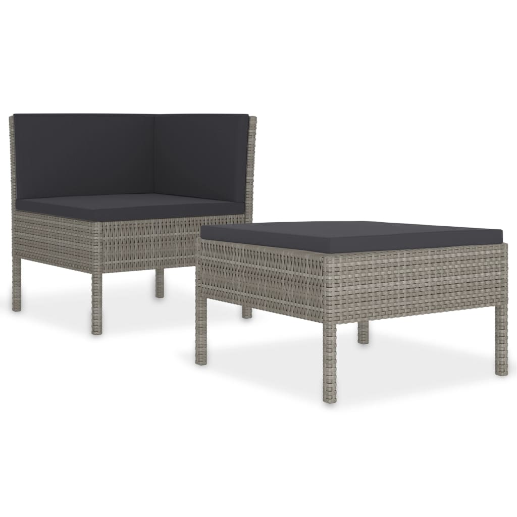 2-delige Loungeset met kussens poly rattan grijs is nu te koop bij PeponiXL, paradijselijk wonen!