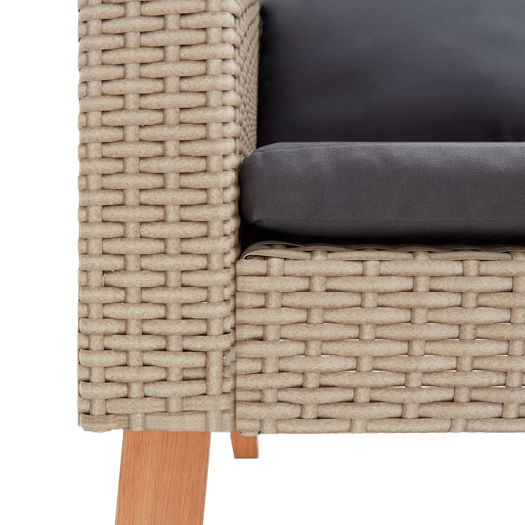 3-delige Loungeset met kussens poly rattan beige is nu te koop bij PeponiXL, paradijselijk wonen!