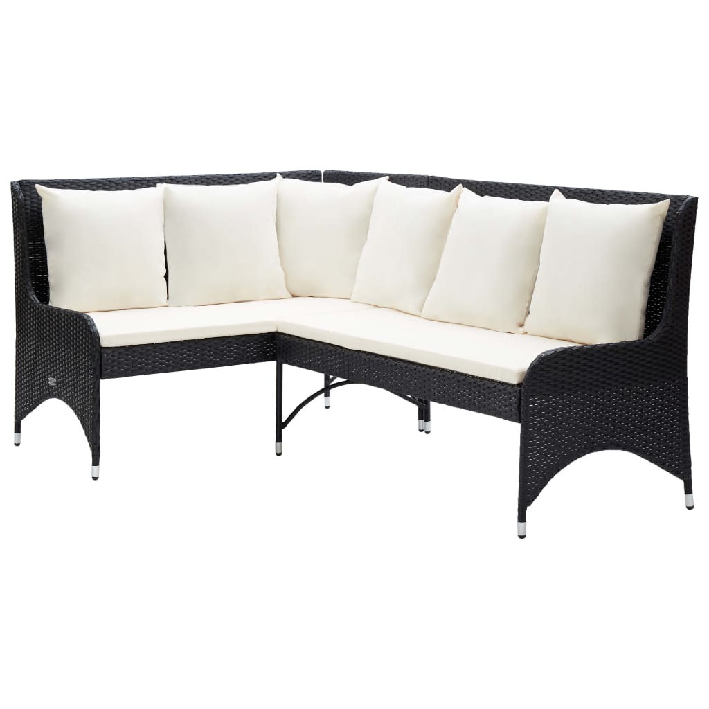Tuinhoekbanken 2 st poly rattan zwart is nu te koop bij PeponiXL, paradijselijk wonen!