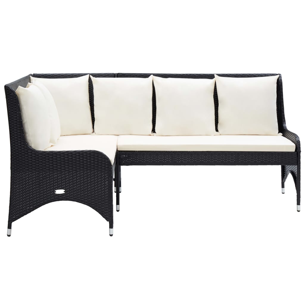 Tuinhoekbanken 2 st poly rattan zwart is nu te koop bij PeponiXL, paradijselijk wonen!