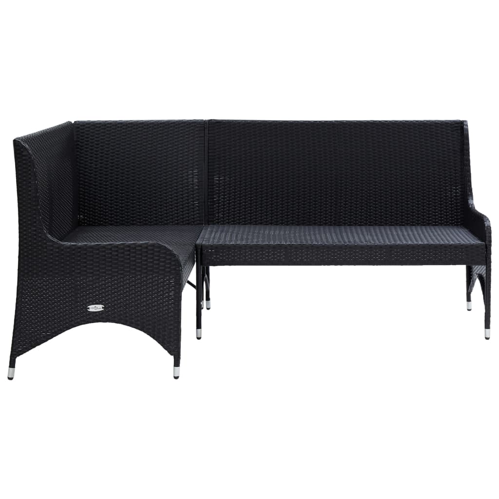 Tuinhoekbanken 2 st poly rattan zwart is nu te koop bij PeponiXL, paradijselijk wonen!