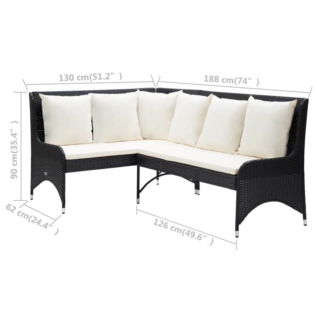 Tuinhoekbanken 2 st poly rattan zwart is nu te koop bij PeponiXL, paradijselijk wonen!