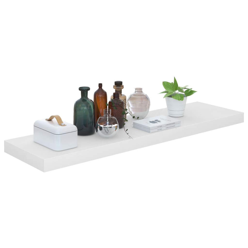 Wandschap zwevend 90x23,5x3,8 cm MDF hoogglans wit is nu te koop bij PeponiXL, paradijselijk wonen!