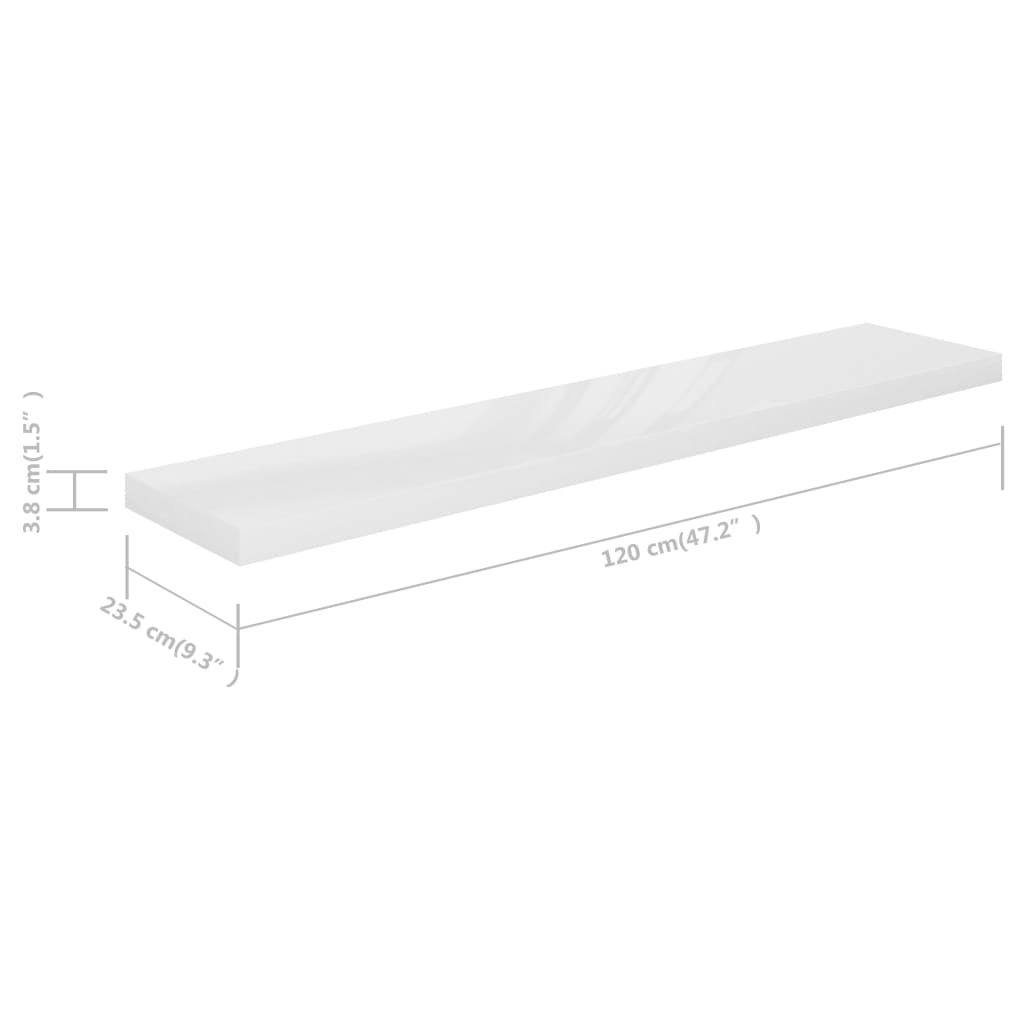 Wandschappen zwevend 4 st 120x23,5x3,8 cm MDF hoogglans wit is nu te koop bij PeponiXL, paradijselijk wonen!