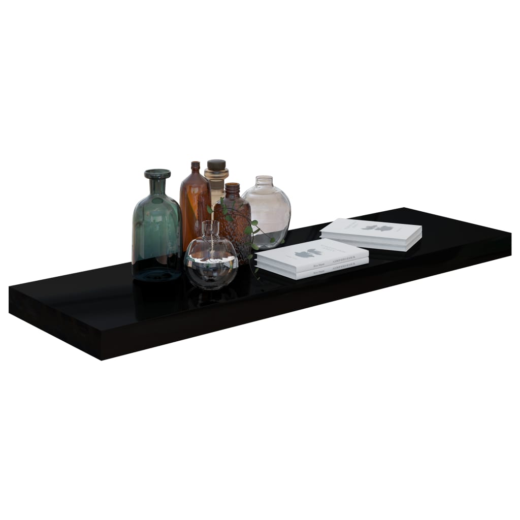 Wandschappen zwevend 4 st 80x23,5x3,8 cm MDF hoogglans zwart is nu te koop bij PeponiXL, paradijselijk wonen!
