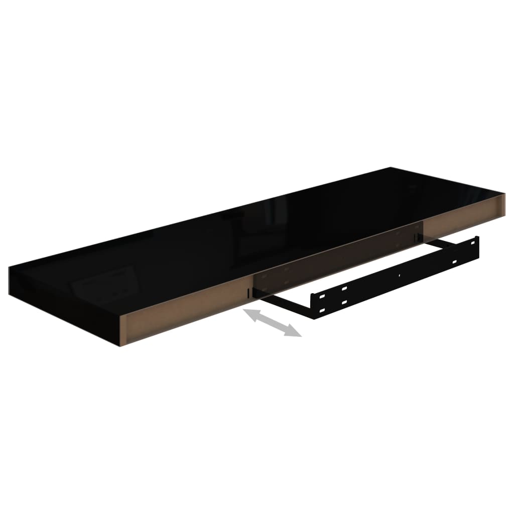 Wandschappen zwevend 4 st 80x23,5x3,8 cm MDF hoogglans zwart is nu te koop bij PeponiXL, paradijselijk wonen!