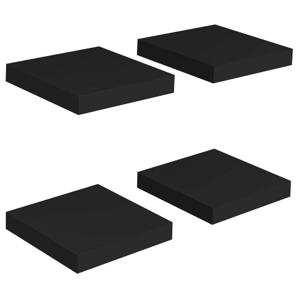Wandschappen zwevend 4 st 23x23,5x3,8 cm MDF zwart is nu te koop bij PeponiXL, paradijselijk wonen!