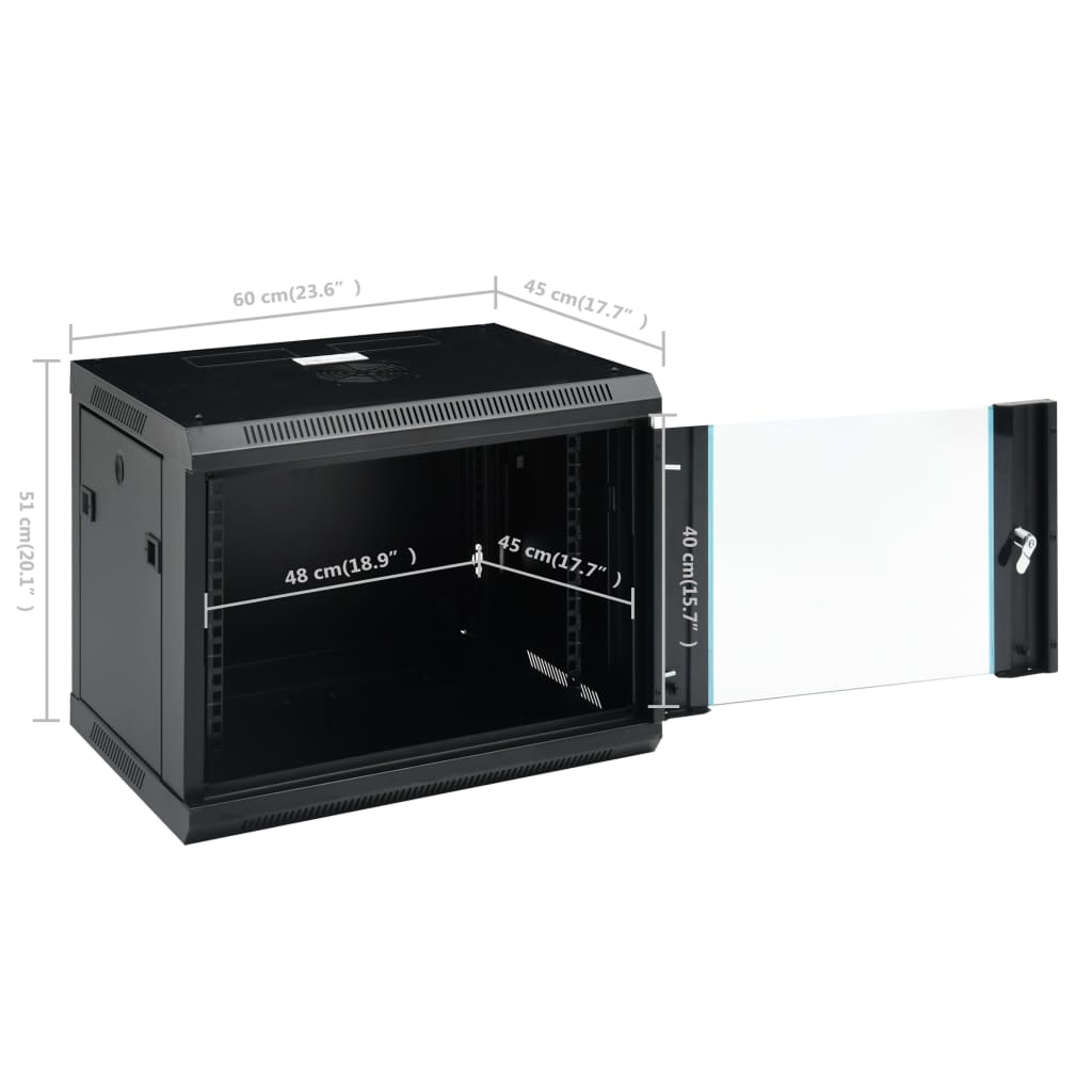 Netwerkkast voor aan de muur 9U 19" IP20 600x450x510 mm is nu te koop bij PeponiXL, paradijselijk wonen!