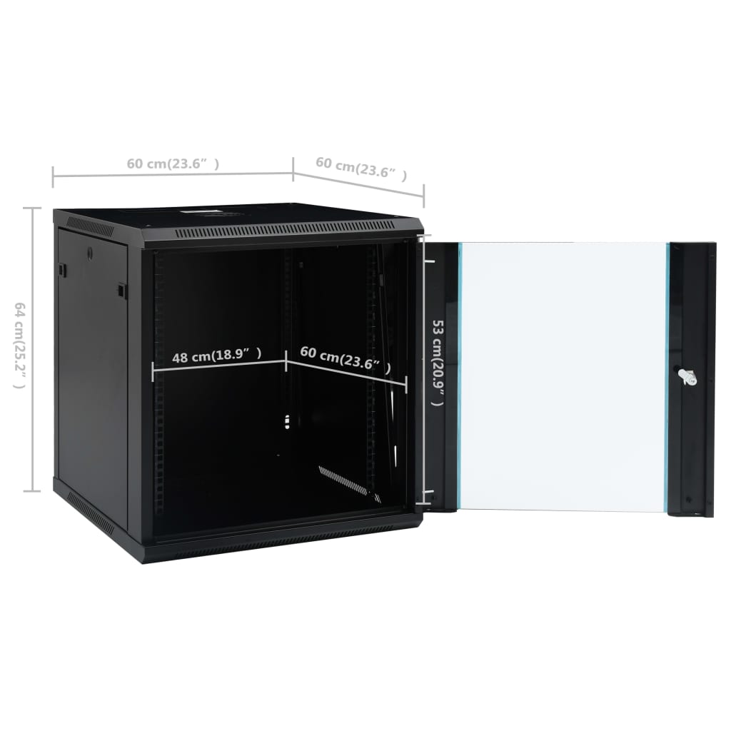 Netwerkkast voor aan de muur 12U 19" IP20 600x600x640 mm is nu te koop bij PeponiXL, paradijselijk wonen!