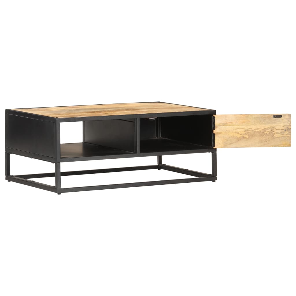 Salontafel met bewerkte deur 90x55x36 cm ruw mangohout is nu te koop bij PeponiXL, paradijselijk wonen!