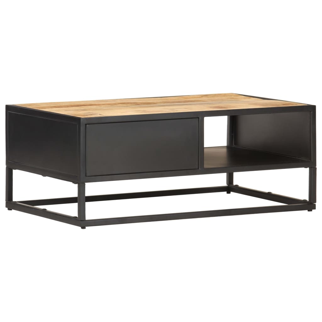 Salontafel met bewerkte deur 90x55x36 cm ruw mangohout is nu te koop bij PeponiXL, paradijselijk wonen!