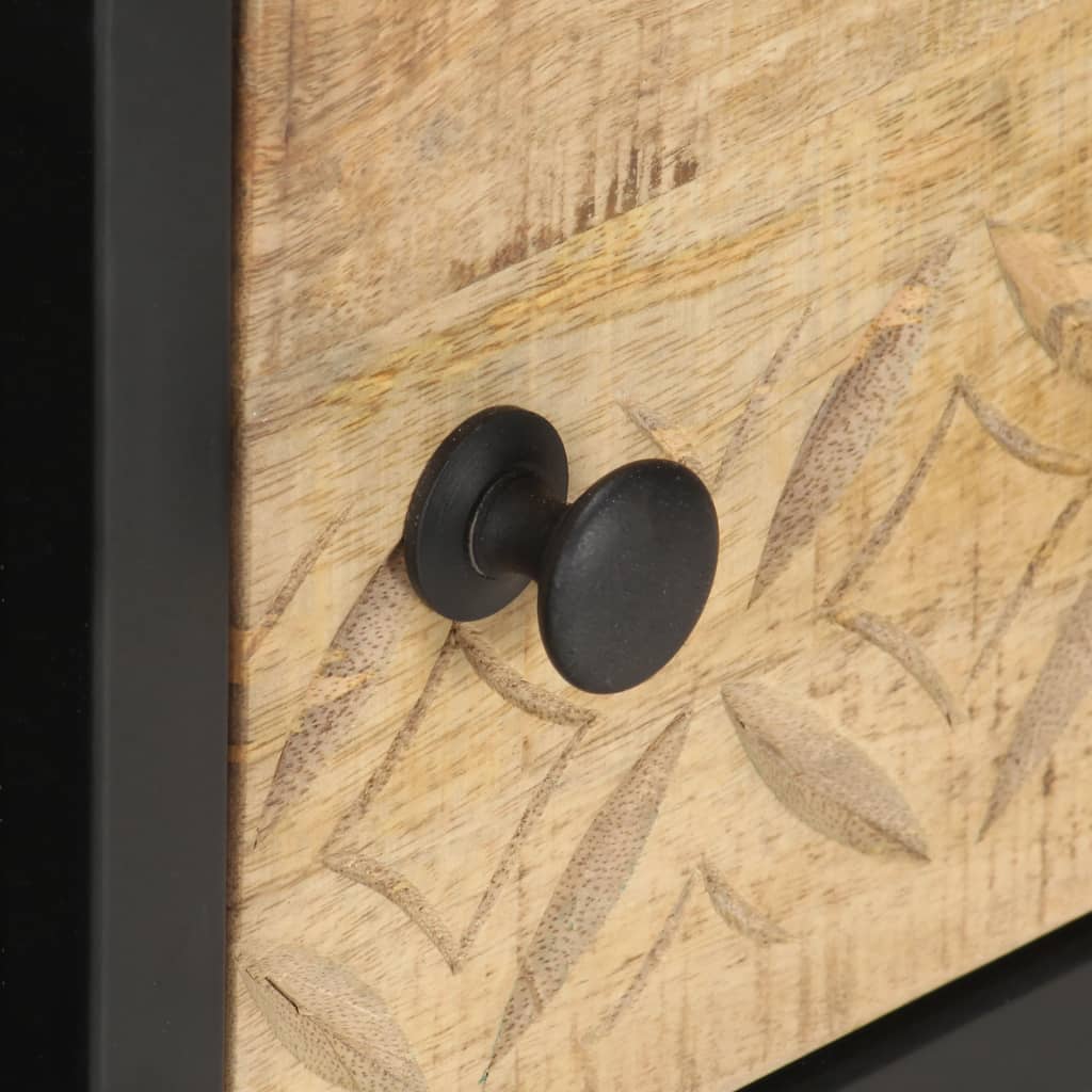 Salontafel met bewerkte deur 90x55x36 cm ruw mangohout is nu te koop bij PeponiXL, paradijselijk wonen!
