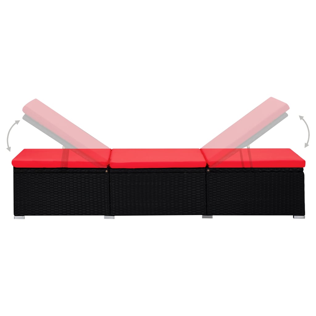 Ligbed met kussen en theetafel poly rattan rood is nu te koop bij PeponiXL, paradijselijk wonen!