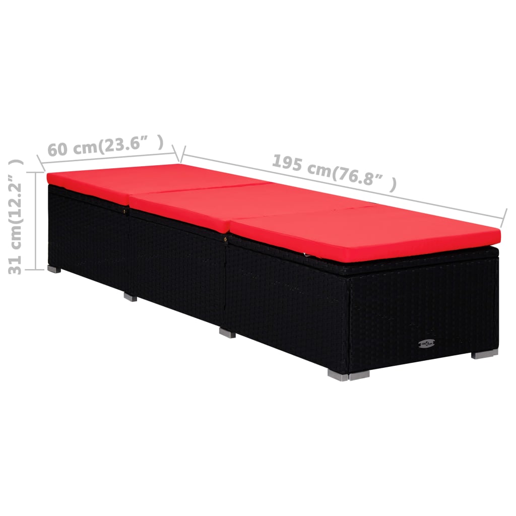 Ligbed met kussen en theetafel poly rattan rood is nu te koop bij PeponiXL, paradijselijk wonen!