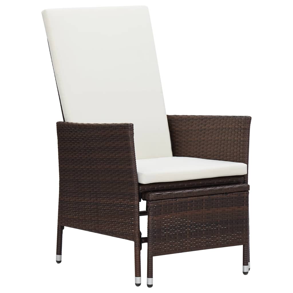 Tuinstoel verstelbaar met kussens poly rattan bruin is nu te koop bij PeponiXL, paradijselijk wonen!