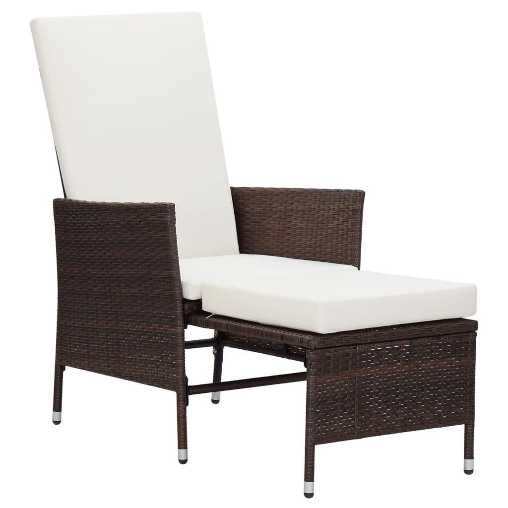Tuinstoel verstelbaar met kussens poly rattan bruin is nu te koop bij PeponiXL, paradijselijk wonen!